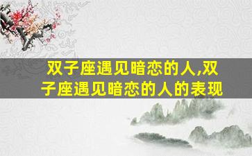双子座遇见暗恋的人,双子座遇见暗恋的人的表现