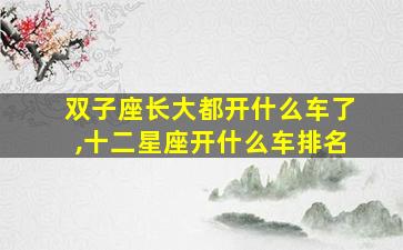 双子座长大都开什么车了,十二星座开什么车排名
