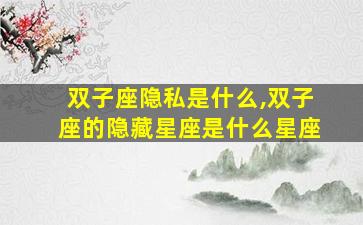 双子座隐私是什么,双子座的隐藏星座是什么星座