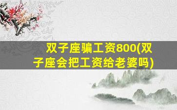 双子座骗工资800(双子座会把工资给老婆吗)