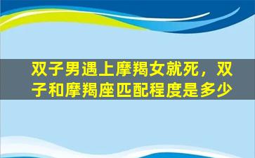 双子男遇上摩羯女就死，双子和摩羯座匹配程度是多少