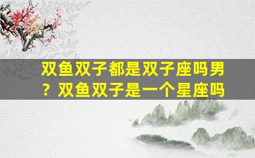 双鱼双子都是双子座吗男？双鱼双子是一个星座吗