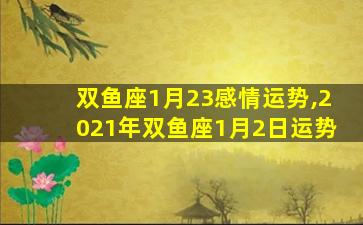 双鱼座1月23感情运势,2021年双鱼座1月2日运势