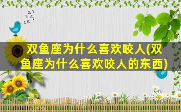 双鱼座为什么喜欢咬人(双鱼座为什么喜欢咬人的东西)