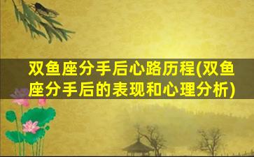 双鱼座分手后心路历程(双鱼座分手后的表现和心理分析)