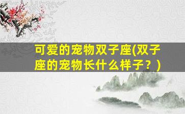 可爱的宠物双子座(双子座的宠物长什么样子？)