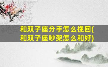 和双子座分手怎么挽回(和双子座吵架怎么和好)