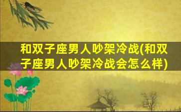 和双子座男人吵架冷战(和双子座男人吵架冷战会怎么样)
