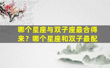 哪个星座与双子座最合得来？哪个星座和双子最配