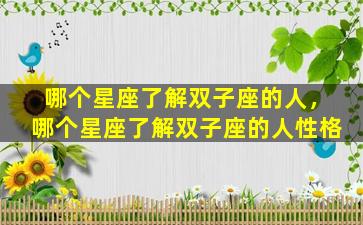 哪个星座了解双子座的人，哪个星座了解双子座的人性格