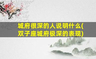 城府很深的人说明什么(双子座城府极深的表现)