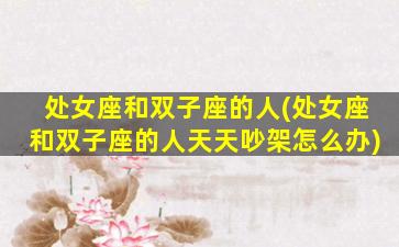 处女座和双子座的人(处女座和双子座的人天天吵架怎么办)