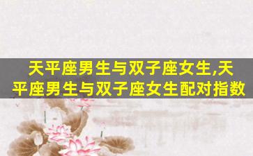 天平座男生与双子座女生,天平座男生与双子座女生配对指数