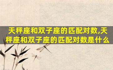 天秤座和双子座的匹配对数,天秤座和双子座的匹配对数是什么