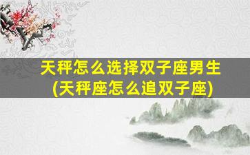 天秤怎么选择双子座男生(天秤座怎么追双子座)