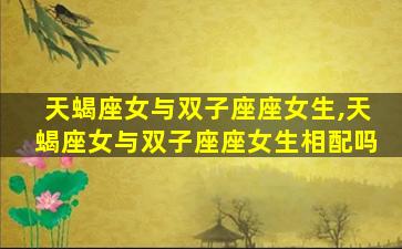 天蝎座女与双子座座女生,天蝎座女与双子座座女生相配吗