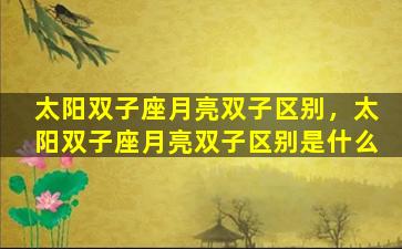 太阳双子座月亮双子区别，太阳双子座月亮双子区别是什么