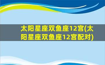 太阳星座双鱼座12宫(太阳星座双鱼座12宫配对)