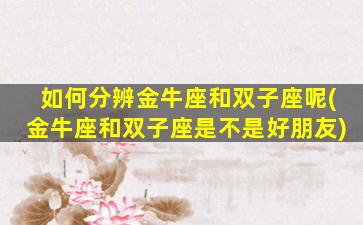 如何分辨金牛座和双子座呢(金牛座和双子座是不是好朋友)