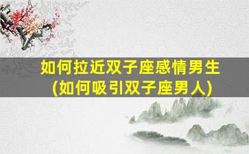 如何拉近双子座感情男生(如何吸引双子座男人)