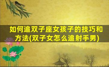 如何追双子座女孩子的技巧和方法(双子女怎么追射手男)