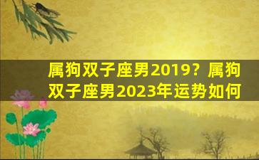 属狗双子座男2019？属狗双子座男2023年运势如何