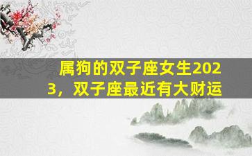 属狗的双子座女生2023，双子座最近有大财运
