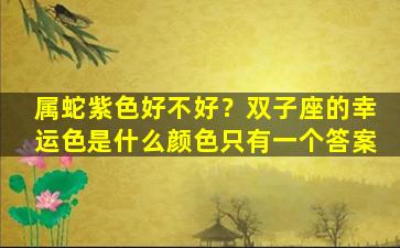 属蛇紫色好不好？双子座的幸运色是什么颜色只有一个答案