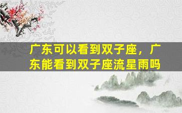 广东可以看到双子座，广东能看到双子座流星雨吗