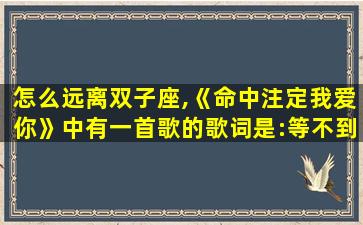 怎么远离双子座,《命中注定我爱你》中有一首歌的歌词是:等不到双子座,流星雨……请问这首歌叫什么名字