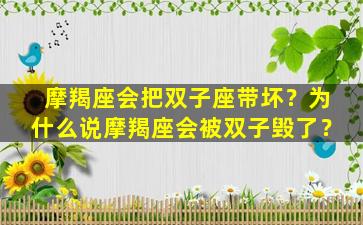 摩羯座会把双子座带坏？为什么说摩羯座会被双子毁了？