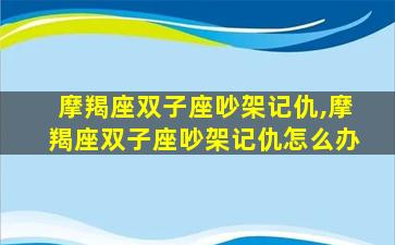 摩羯座双子座吵架记仇,摩羯座双子座吵架记仇怎么办