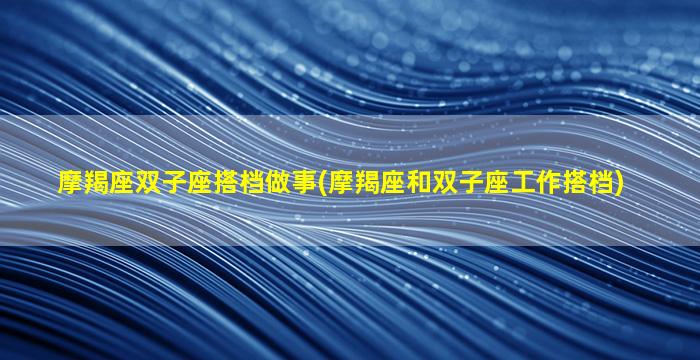 摩羯座双子座搭档做事(摩羯座和双子座工作搭档)