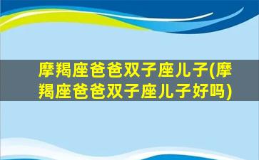 摩羯座爸爸双子座儿子(摩羯座爸爸双子座儿子好吗)