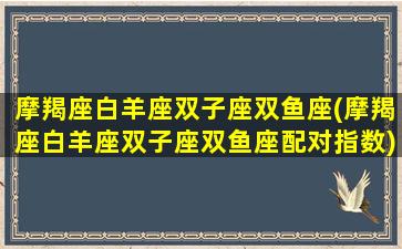 摩羯座白羊座双子座双鱼座(摩羯座白羊座双子座双鱼座配对指数)