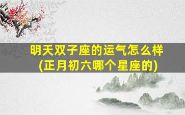 明天双子座的运气怎么样(正月初六哪个星座的)