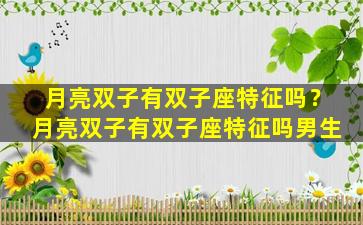 月亮双子有双子座特征吗？月亮双子有双子座特征吗男生