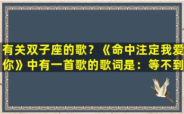 有关双子座的歌？《命中注定我爱你》中有一首歌的歌词是：等不到双子座，流星雨……请问这首歌叫什么名字