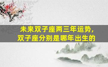 未来双子座两三年运势,双子座分别是哪年出生的