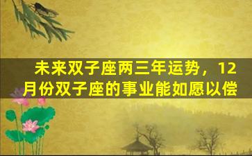 未来双子座两三年运势，12月份双子座的事业能如愿以偿