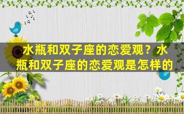 水瓶和双子座的恋爱观？水瓶和双子座的恋爱观是怎样的