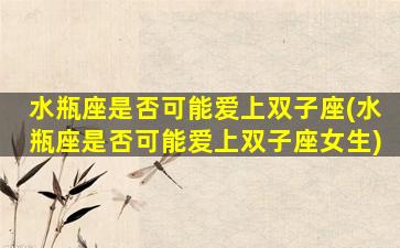 水瓶座是否可能爱上双子座(水瓶座是否可能爱上双子座女生)
