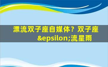 漂流双子座自媒体？双子座ε流星雨
