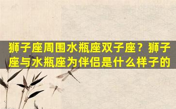 狮子座周围水瓶座双子座？狮子座与水瓶座为伴侣是什么样子的
