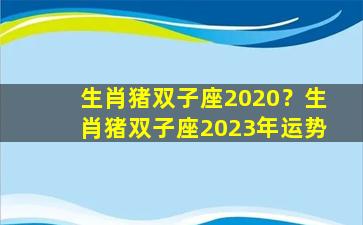 生肖猪双子座2020？生肖猪双子座2023年运势