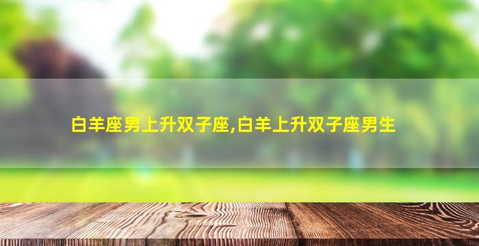 白羊座男上升双子座,白羊上升双子座男生