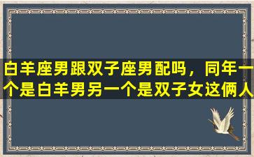 白羊座男跟双子座男配吗，同年一个是白羊男另一个是双子女这俩人在今年感情好不好