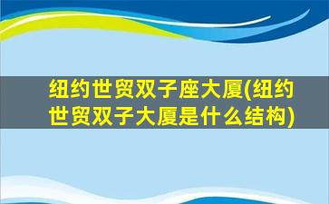 纽约世贸双子座大厦(纽约世贸双子大厦是什么结构)