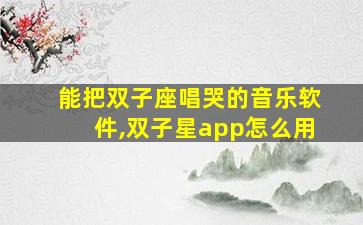 能把双子座唱哭的音乐软件,双子星app怎么用