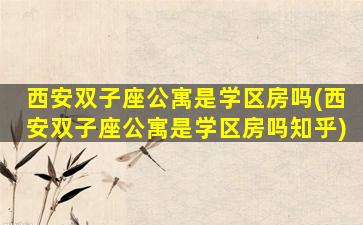 西安双子座公寓是学区房吗(西安双子座公寓是学区房吗知乎)